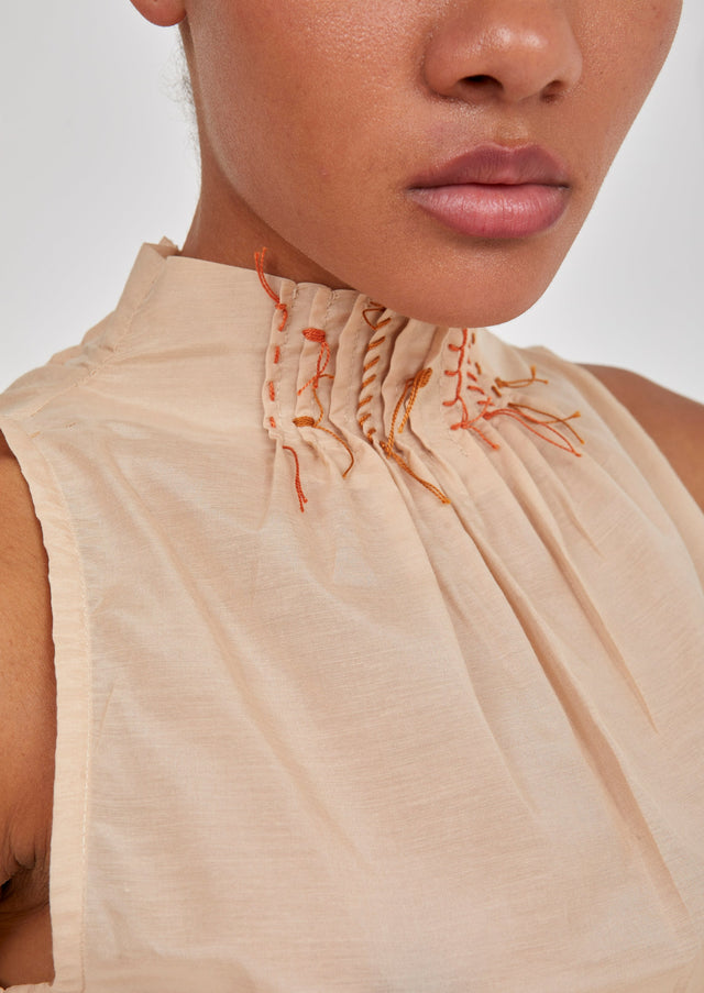 Pleated Turtleneck Tank Top