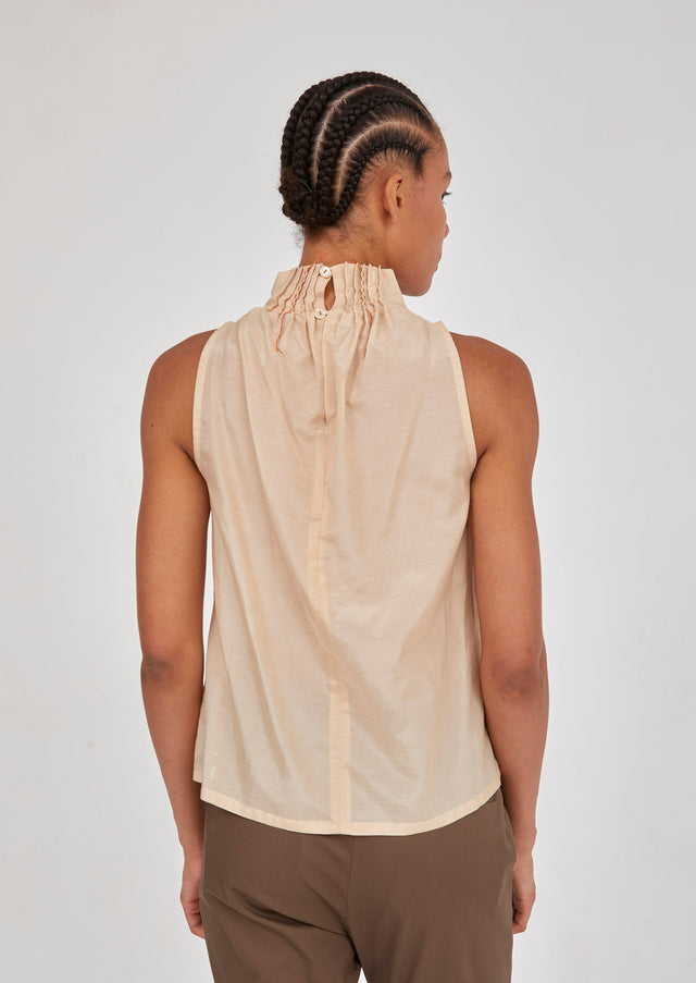 Pleated Turtleneck Tank Top