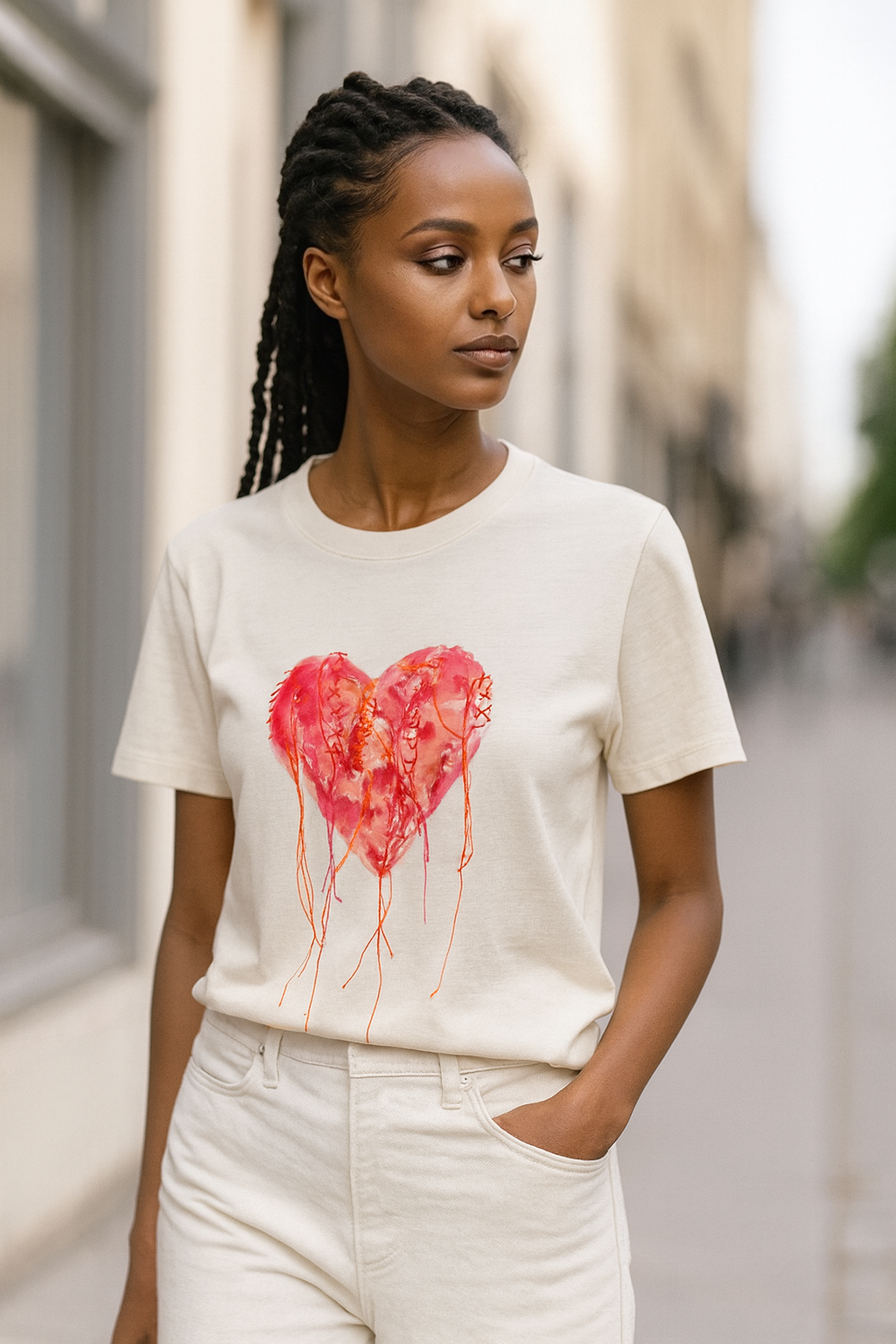 טי שירט לב אדום