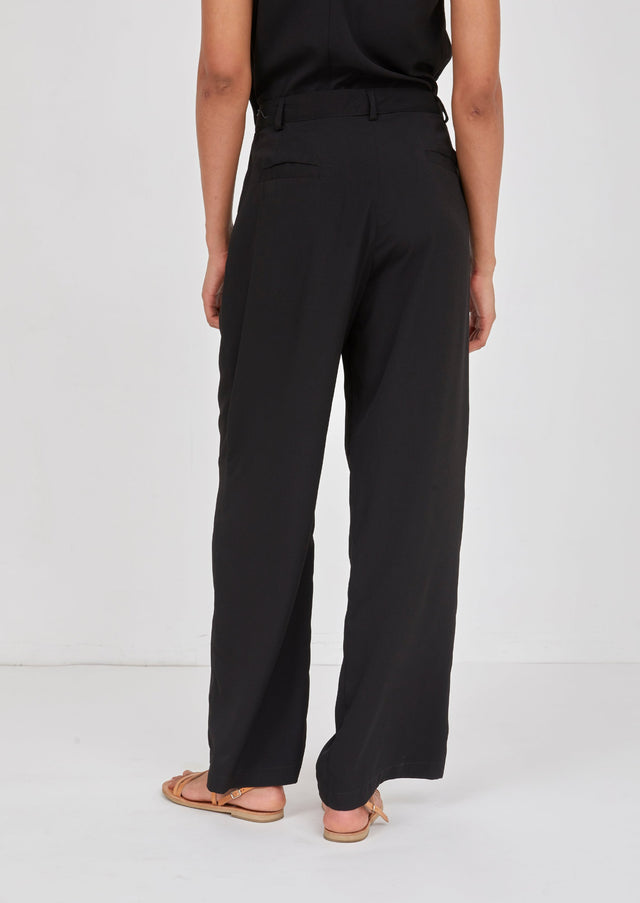 Wide-Legged Pleated Trousers