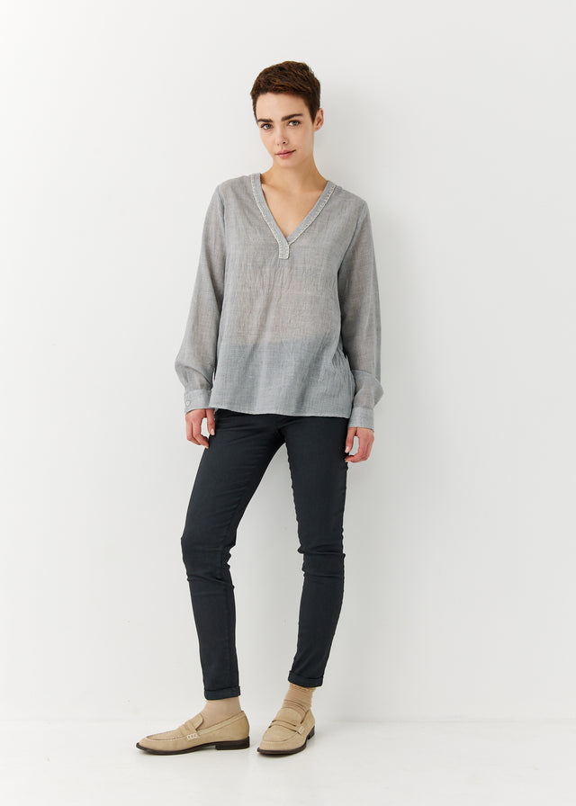 Ayelet Cotton Voile V-neck Shirt