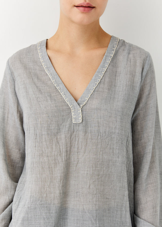 Ayelet Cotton Voile V-neck Shirt