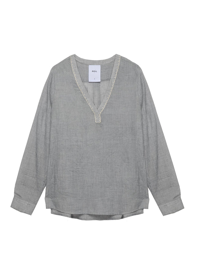 Ayelet Cotton Voile V-neck Shirt