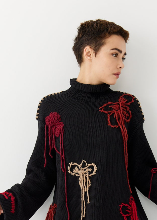 Floral turtleneck sweater