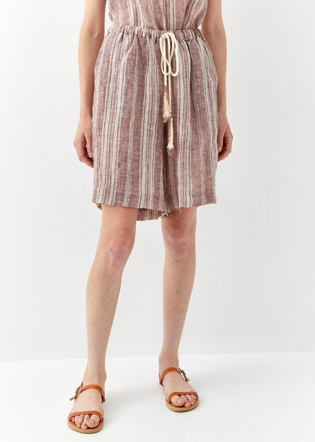 Striped Linen Bermuda Shorts