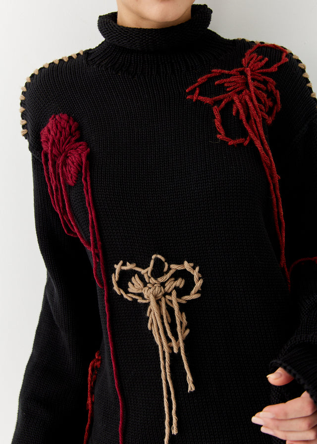 Floral turtleneck sweater